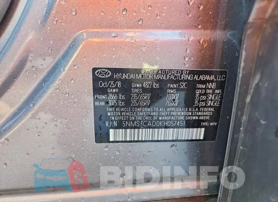 5NMS3CAD0KH057451 Photo# 13