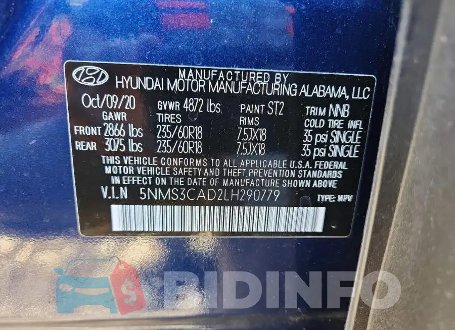 5NMS3CAD2LH290779 Photo# 13