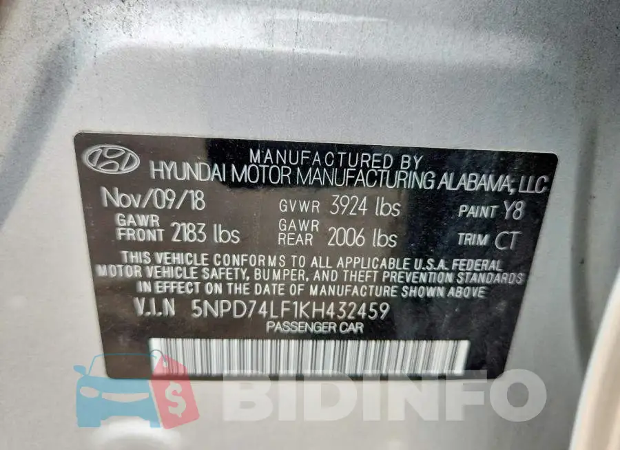 5NPD74LF1KH432459 Photo# 12