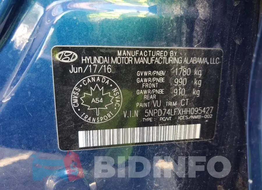 5NPD74LFXHH095427 Photo# 13