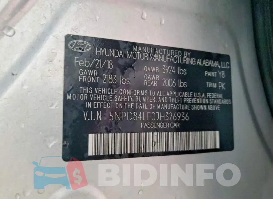 5NPD84LF0JH326936 Photo# 12