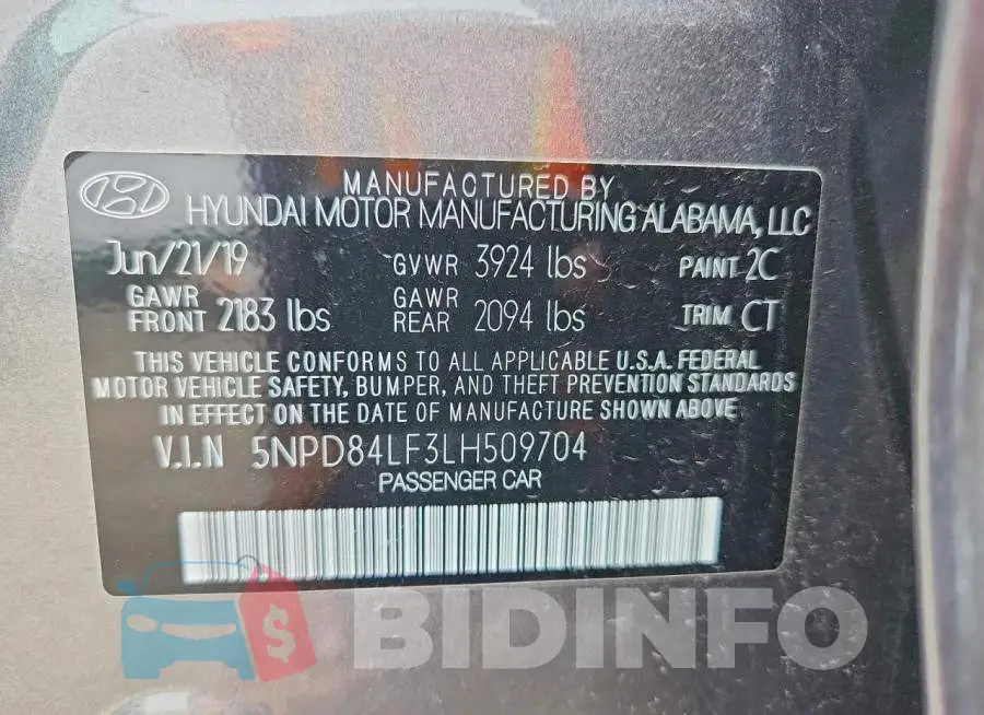 5NPD84LF3LH509704 Photo# 12