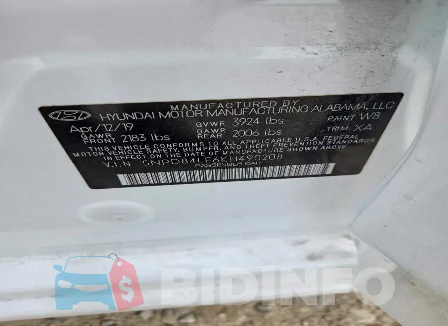 5NPD84LF6KH490208 Photo# 13