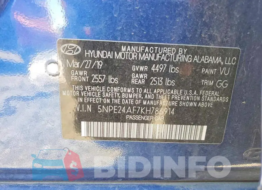 5NPE24AF7KH786914 Photo# 12