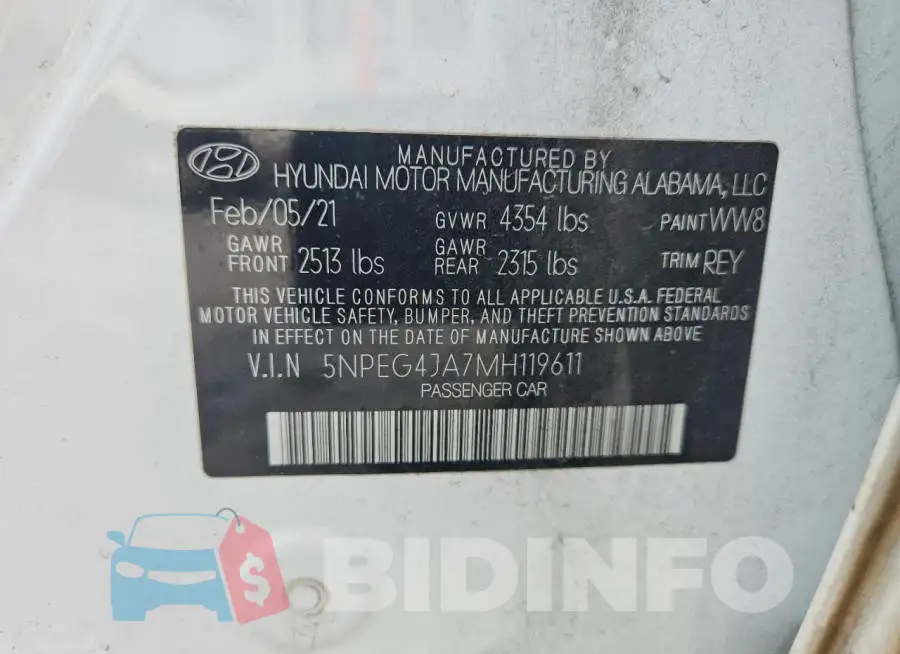 5NPEG4JA7MH119611 Photo# 12