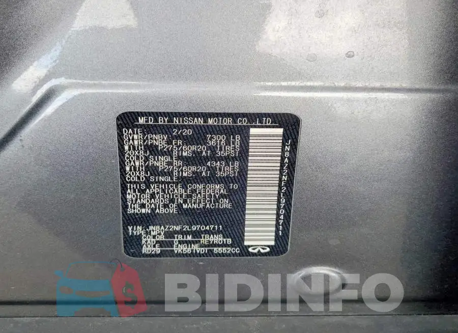 JN8AZ2NF2L9704711 Photo# 14
