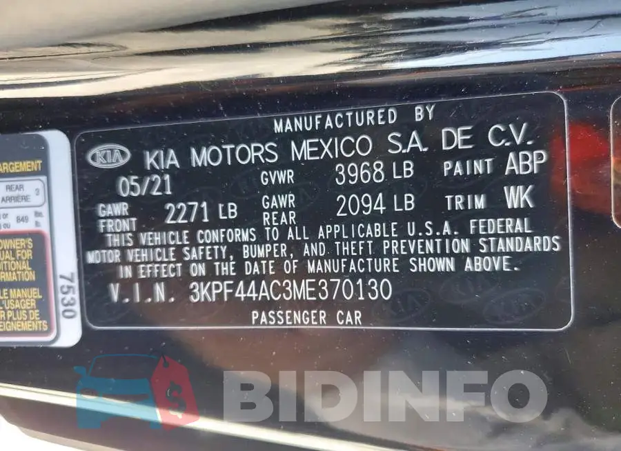 3KPF44AC3ME370130 Photo# 12
