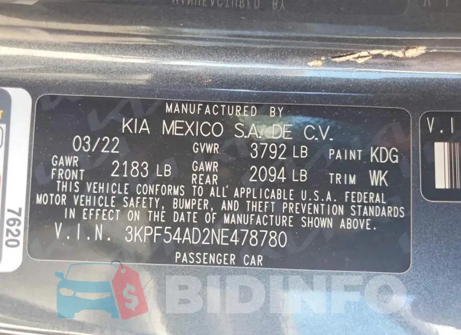 3KPF54AD2NE478780 Photo# 12