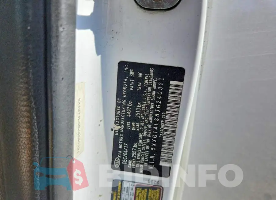 5XXGT4L38JG240321 Photo# 12