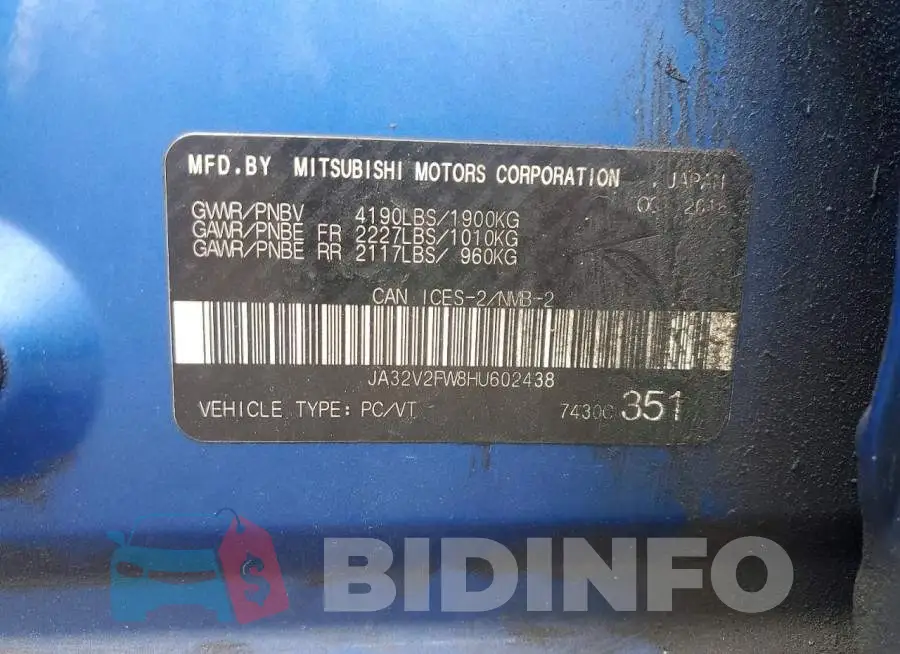 JA32V2FW8HU602438 Photo# 13