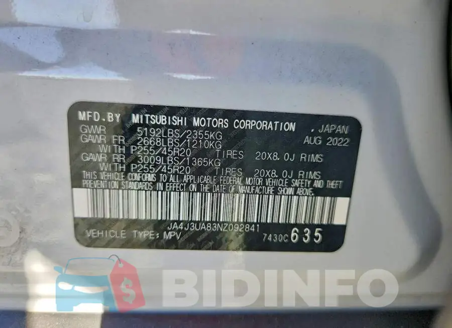 JA4J3UA83NZ092841 Photo# 14