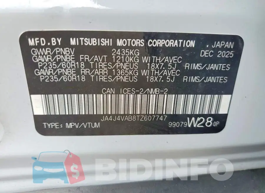 JA4J4VAB8TZ607747 Photo# 13