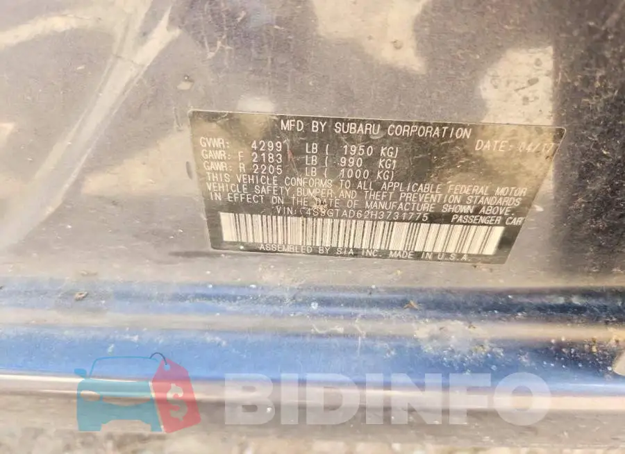 4S3GTAD62H3731775 Photo# 12