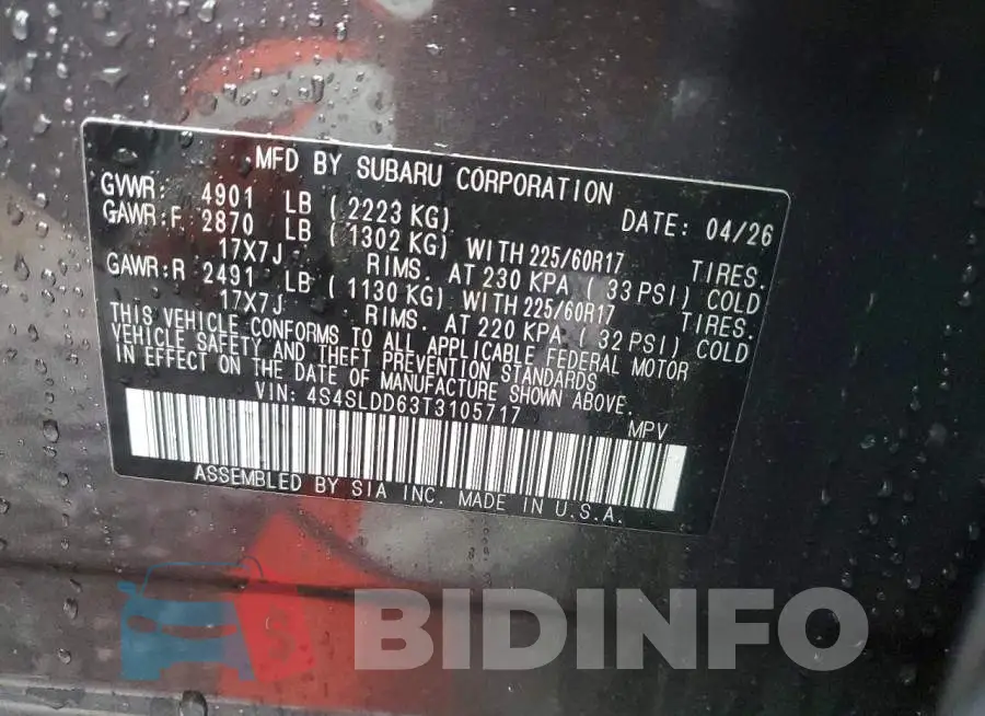4S4SLDD63T3105717 Photo# 14