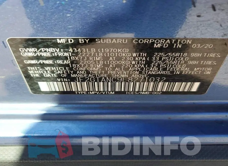 JF2GTANC9L8271032 Photo# 12