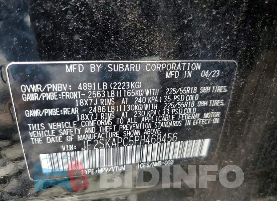 JF2SKAPC5PH468456 Photo# 13