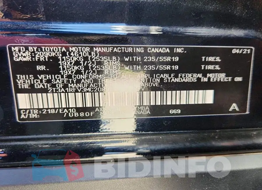 2T3A1RFV3MC208904 Photo# 13