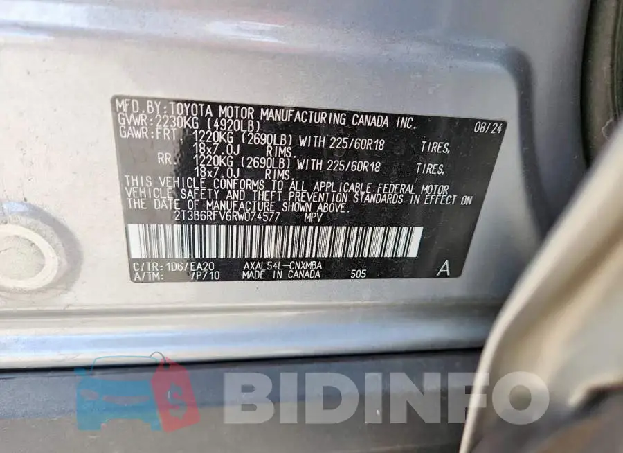 2T3B6RFV6RW074577 Photo# 13