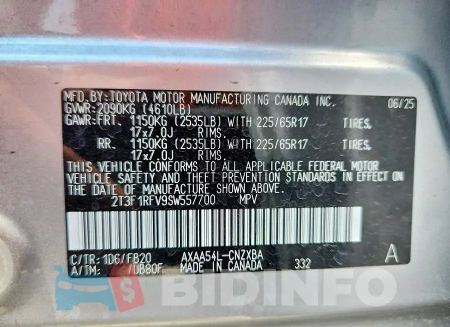 2T3F1RFV9SW557700 Photo# 13