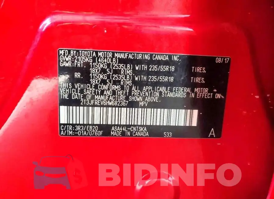 2T3JFREV6HW682367 Photo# 12