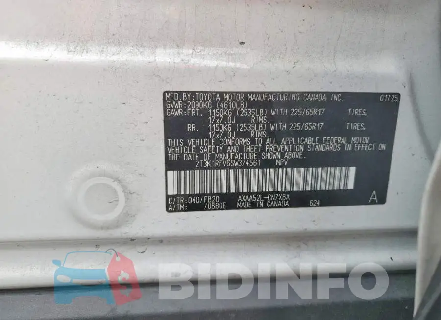 2T3K1RFV6SW374561 Photo# 14
