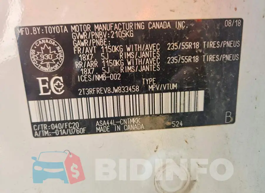 2T3RFREV8JW833458 Photo# 13