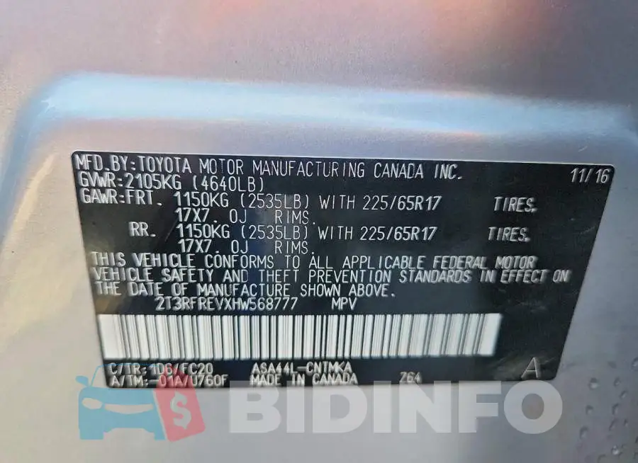 2T3RFREVXHW568777 Photo# 13