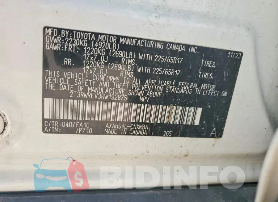 2T3RWRFV3RW192875 Photo# 13