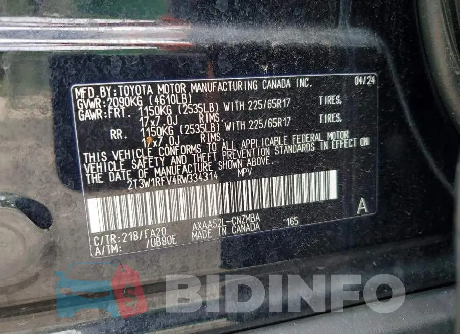 2T3W1RFV4RW334314 Photo# 13