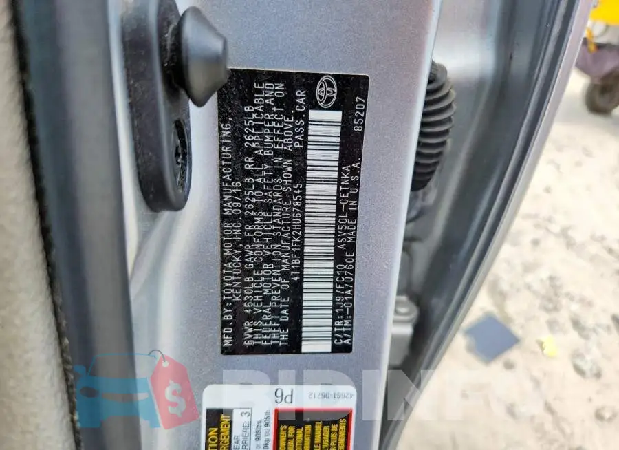 4T1BF1FK2HU678545 Photo# 12