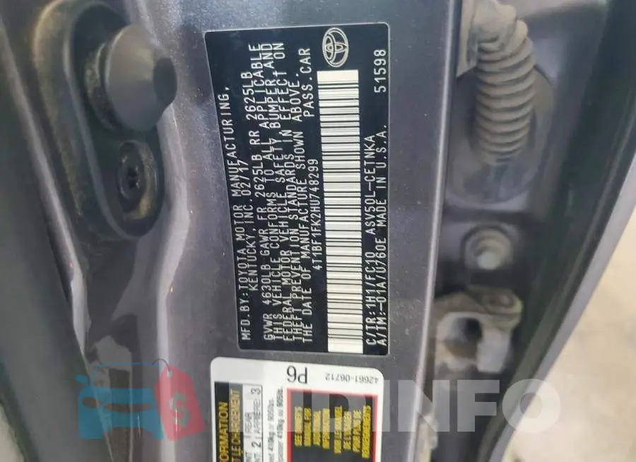 4T1BF1FK2HU748299 Photo# 12