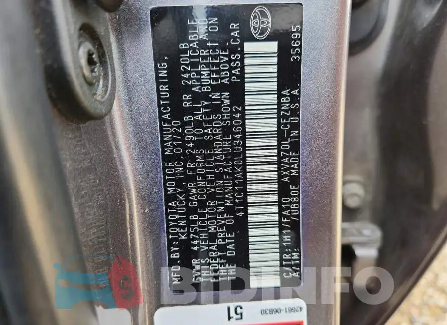 4T1C11AK0LU346042 Photo# 12