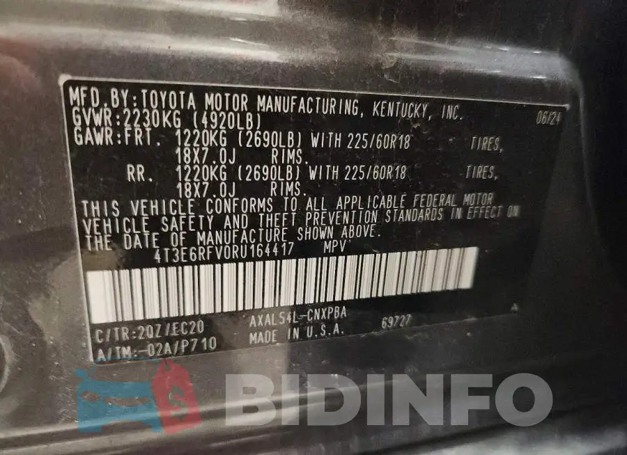4T3E6RFV0RU164417 Photo# 13