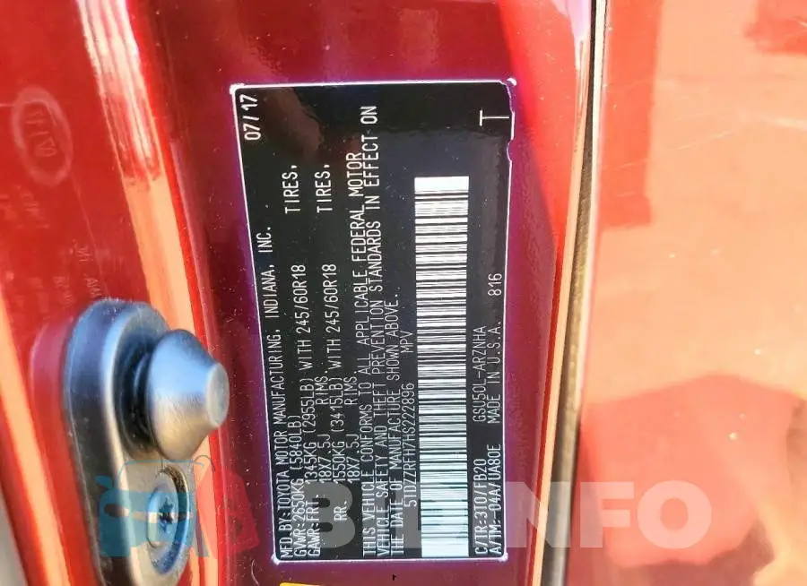 5TDZZRFH7HS222896 Photo# 13