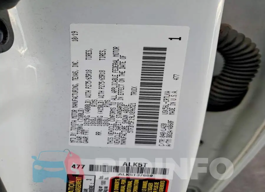 5TFBY5F19LX896521 Photo# 12