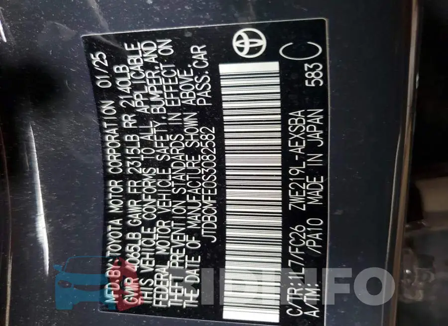 JTDBCMFE0S3082582 Photo# 12