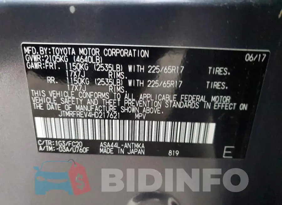 JTMRFREV4HD217621 Photo# 13
