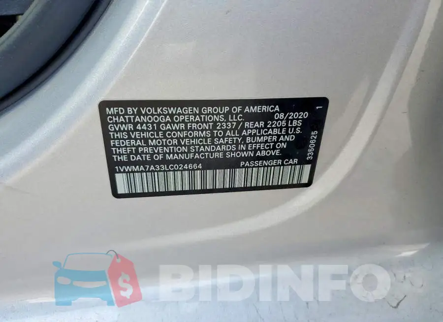 1VWMA7A33LC024664 Photo# 12