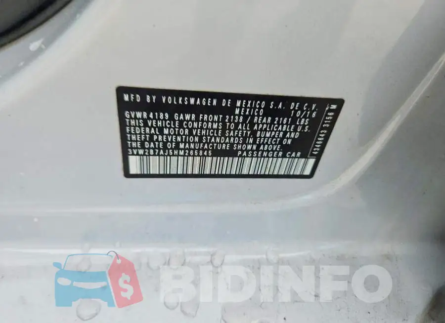 3VW2B7AJ5HM265845 Photo# 12
