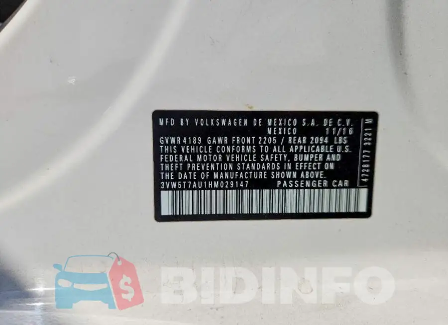 3VW5T7AU1HM029147 Photo# 12
