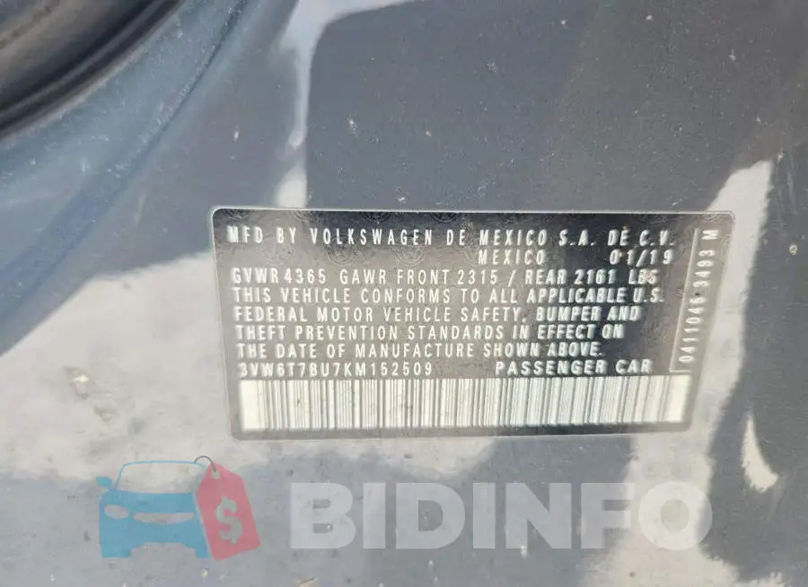 3VW6T7BU7KM152509 Photo# 12