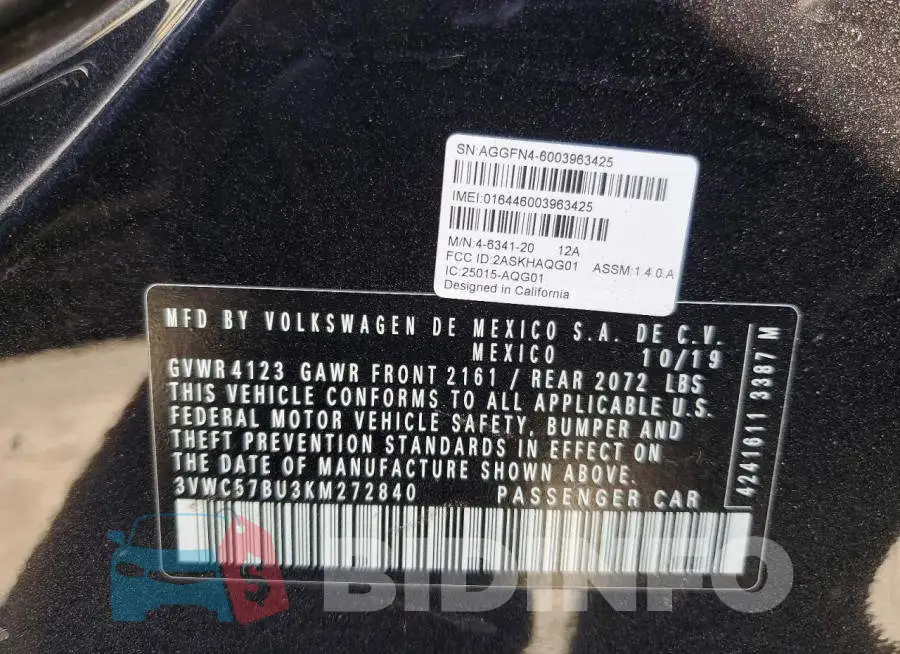 3VWC57BU3KM272840 Photo# 13