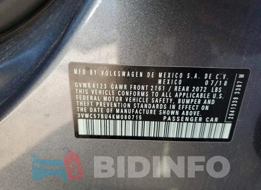 3VWC57BU4KM080715 Photo# 12