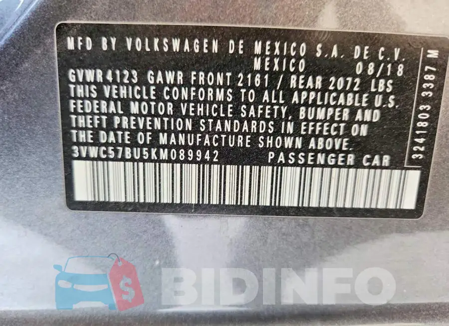 3VWC57BU5KM089942 Photo# 12