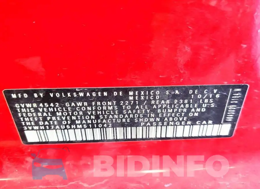 3VWH17AU5HM511042 Photo# 12
