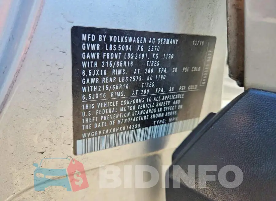WVGBV7AX8HK014299 Photo# 13
