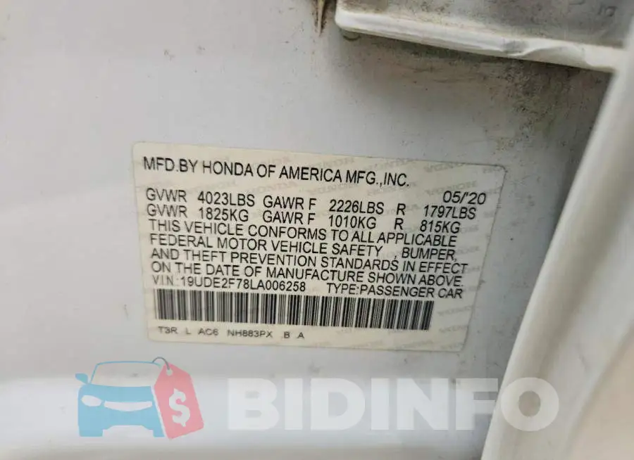 19UDE2F78LA006258 Photo# 12