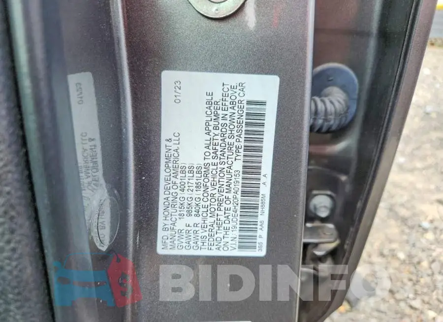 19UDE4H20PA019153 Photo# 12