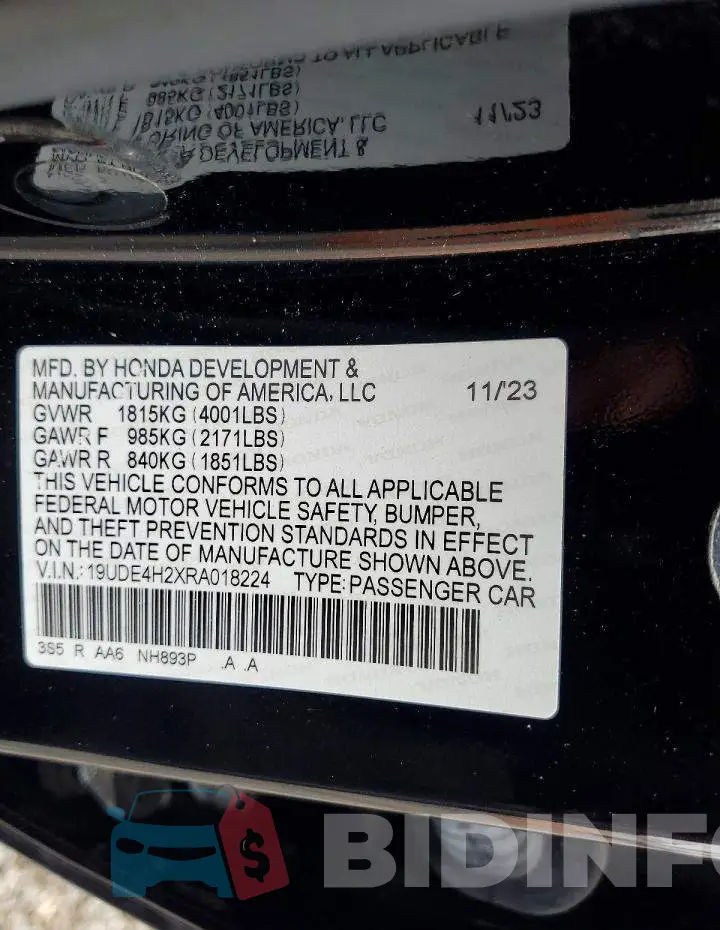 19UDE4H2XRA018224 Photo# 12