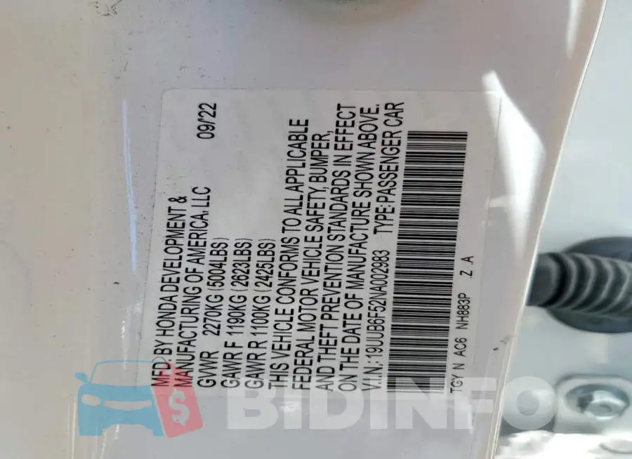 19UUB6F52NA002983 Photo# 13